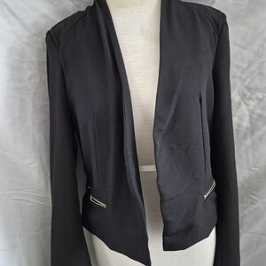 Black Open-Front Women's Blazer Jacket